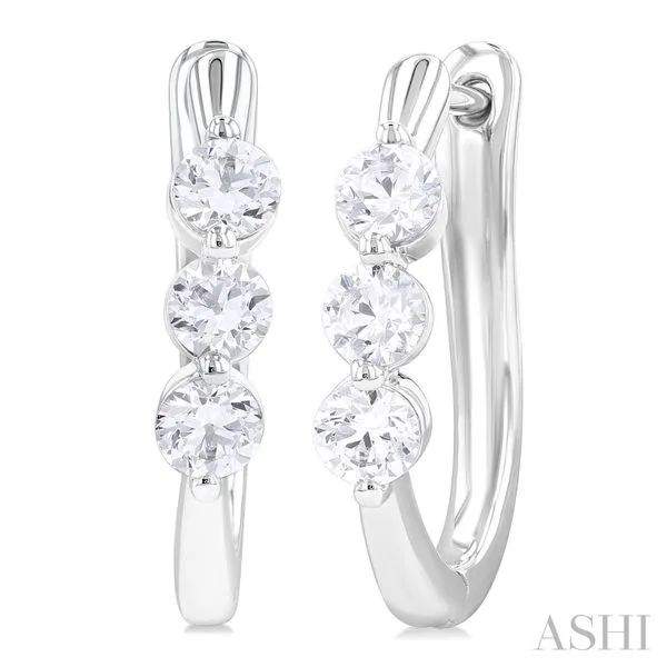 Three-Stone Diamond Hoop Earrings Blue Heron Jewelry Company Poulsbo, WA