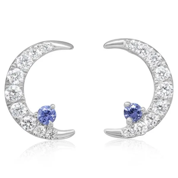 Crescent Moon Diamond Stud Earrings Blue Heron Jewelry Company Poulsbo, WA
