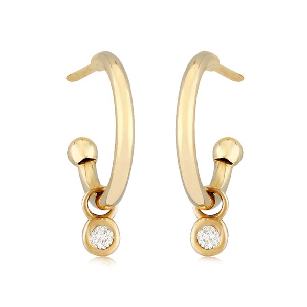 14k Yellow Gold Diamond Convertible Hoop Earrings Blue Heron Jewelry Company Poulsbo, WA