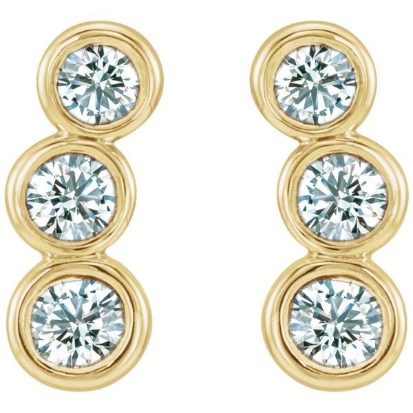 14k Yellow Gold Round Diamond Climber Stud Earrings Image 2 Blue Heron Jewelry Company Poulsbo, WA