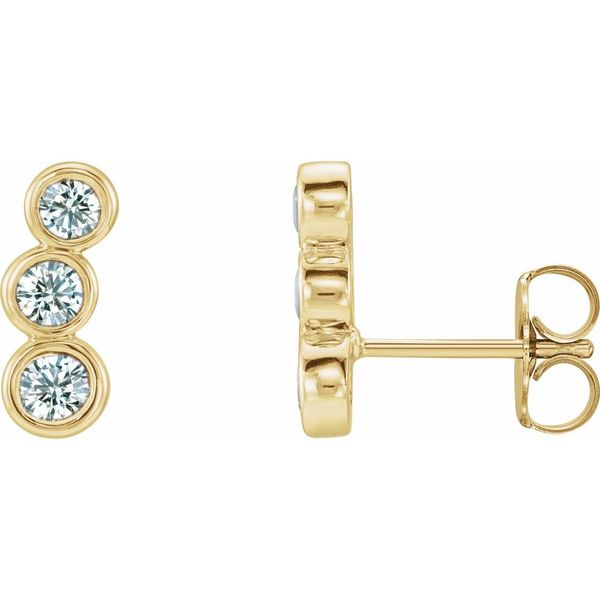 14k Yellow Gold Round Diamond Climber Stud Earrings Blue Heron Jewelry Company Poulsbo, WA