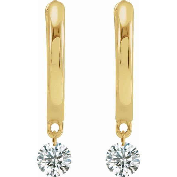 14k Yellow Gold Drilled Diamond Hinged Hoop Earrings Image 2 Blue Heron Jewelry Company Poulsbo, WA