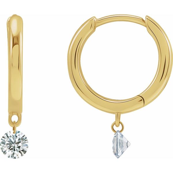 14k Yellow Gold Drilled Diamond Hinged Hoop Earrings Blue Heron Jewelry Company Poulsbo, WA