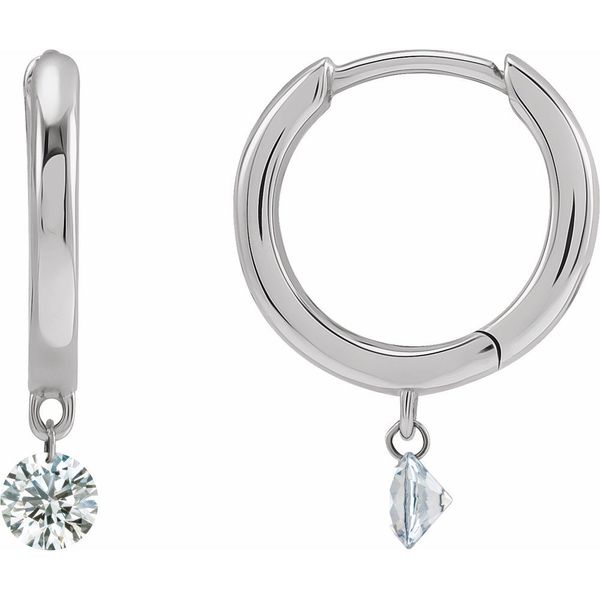 14k White Gold Drilled Diamond Hinged Hoop Earrings Blue Heron Jewelry Company Poulsbo, WA