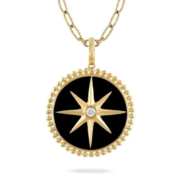 Black Onyx & Diamond Compass Pendant Blue Heron Jewelry Company Poulsbo, WA