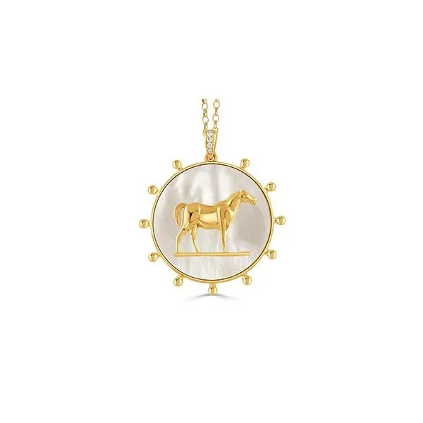 Mother of Pearl Equestrian Pendant 18k Gold Blue Heron Jewelry Company Poulsbo, WA