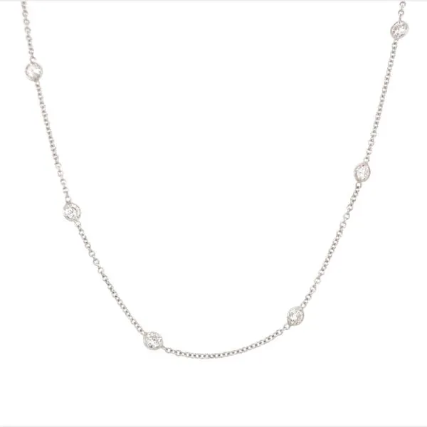 Diamond Station Necklace in White Gold Blue Heron Jewelry Company Poulsbo, WA