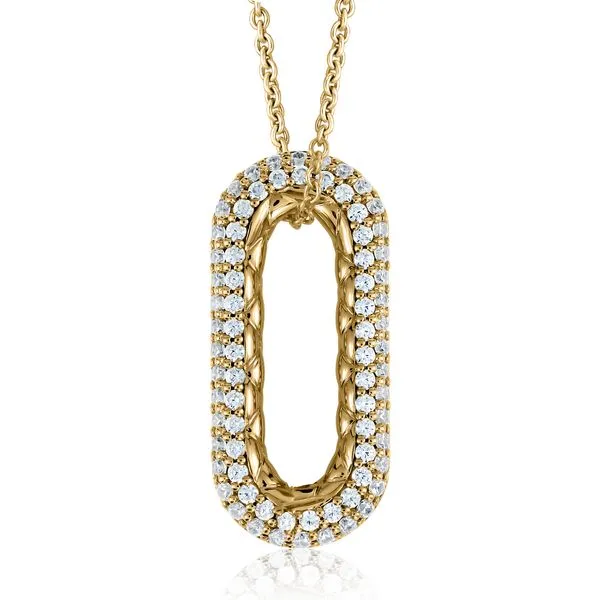 Quilted Oval Diamond Pendant w/ Cable Chain Blue Heron Jewelry Company Poulsbo, WA
