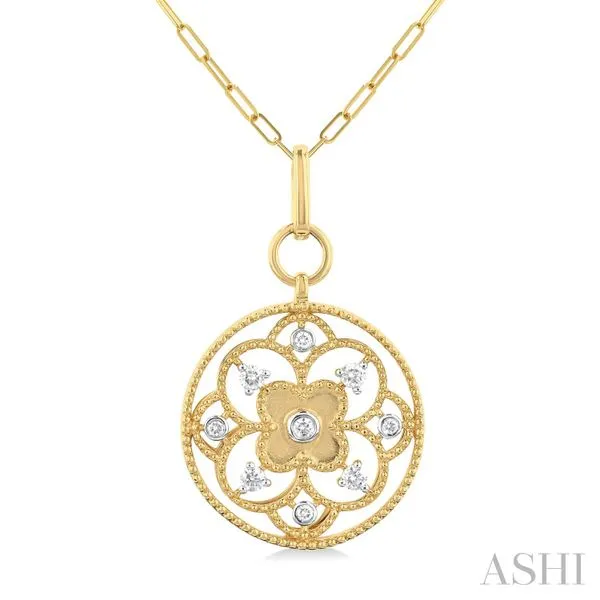 Floral Circle Diamond Paperclip Necklace Blue Heron Jewelry Company Poulsbo, WA