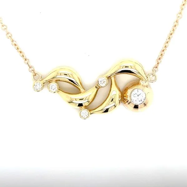 Modern Diamond Yellow Gold Pendant Necklace Image 2 Blue Heron Jewelry Company Poulsbo, WA