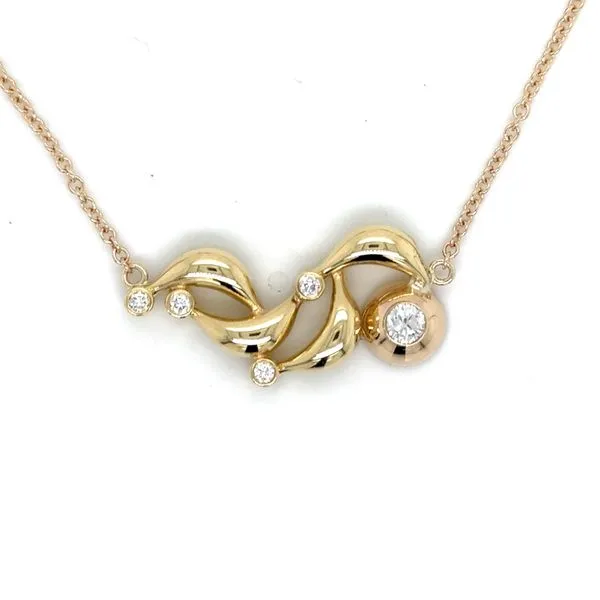 Modern Diamond Yellow Gold Pendant Necklace Blue Heron Jewelry Company Poulsbo, WA