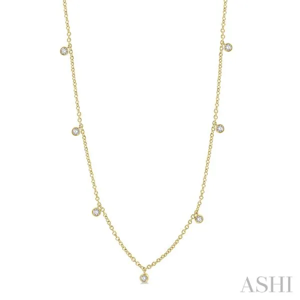 Round Diamond Bezel 7-Station Charm Necklace Blue Heron Jewelry Company Poulsbo, WA