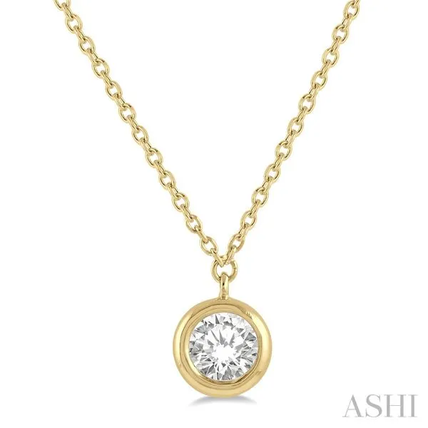 Round Bezel Diamond Pendant Necklace Blue Heron Jewelry Company Poulsbo, WA