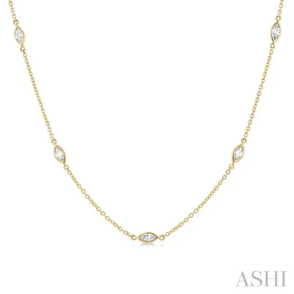 Marquise Diamond Bezel Station Necklace Blue Heron Jewelry Company Poulsbo, WA
