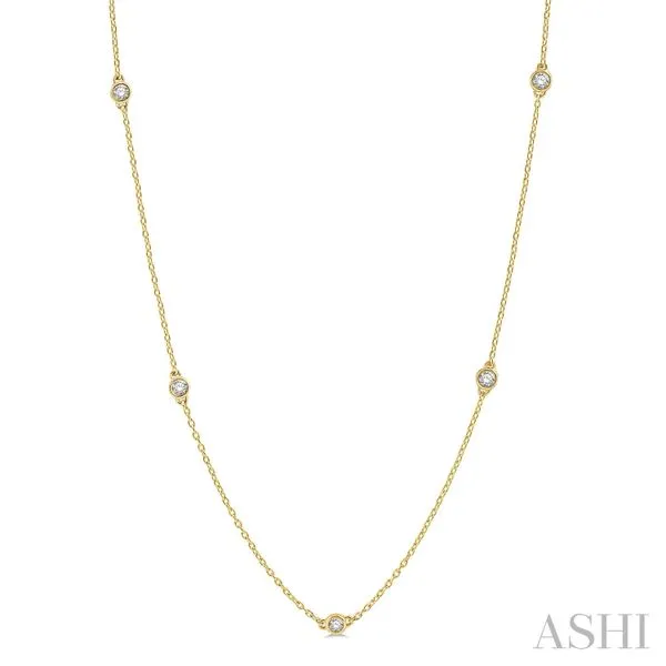 Round Diamond Bezel Station Necklace Blue Heron Jewelry Company Poulsbo, WA