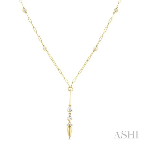 Paper Clip Diamond Station Y-Drop Necklace Blue Heron Jewelry Company Poulsbo, WA