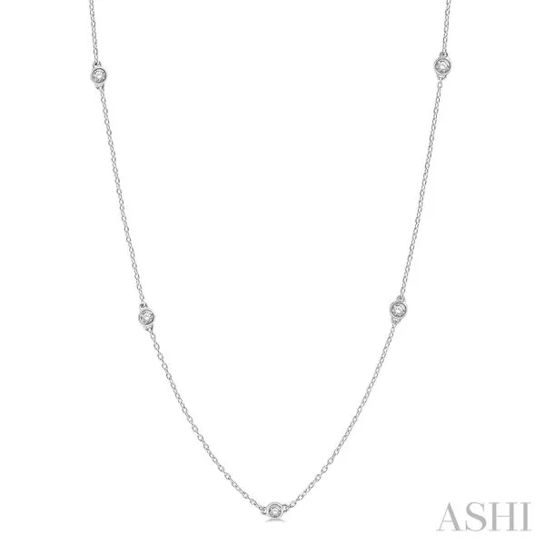 Round Diamond Bezel Station Necklace Blue Heron Jewelry Company Poulsbo, WA