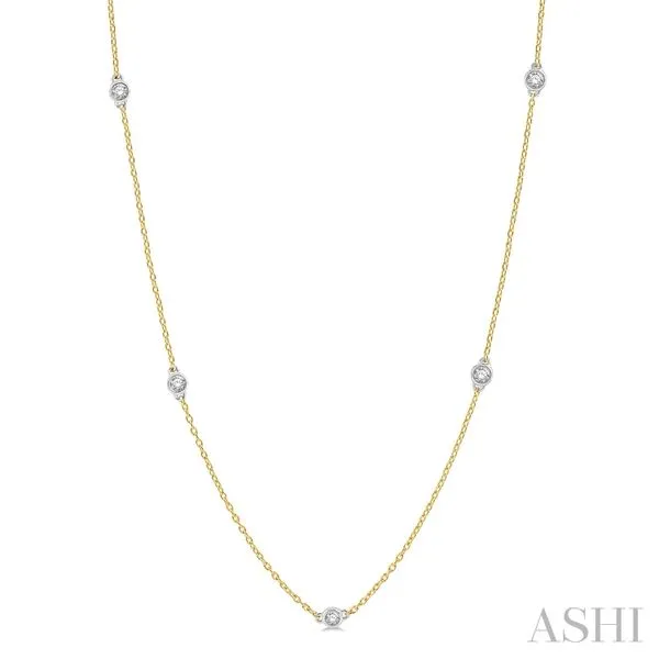 Round Diamond Bezel Station Necklace Blue Heron Jewelry Company Poulsbo, WA