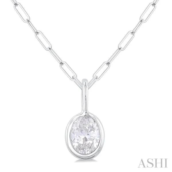 Paperclip Necklace w/ Oval Diamond Pendant Blue Heron Jewelry Company Poulsbo, WA