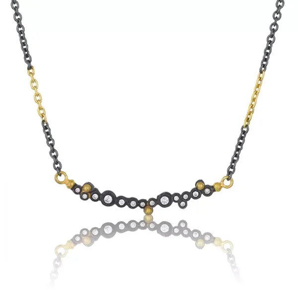 Bezel Diamond Pendant on Two-Tone Chain Blue Heron Jewelry Company Poulsbo, WA