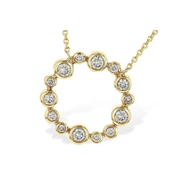Diamond Bezel Circle Pendant Necklace Blue Heron Jewelry Company Poulsbo, WA