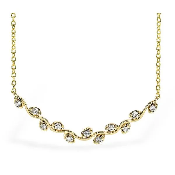 14k Yellow Gold Diamond Vine Motif Pendant Necklace Blue Heron Jewelry Company Poulsbo, WA
