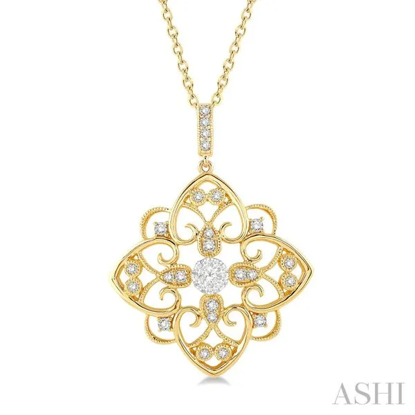14k Gold Diamond Quatrefoil Heart Design Necklace Blue Heron Jewelry Company Poulsbo, WA
