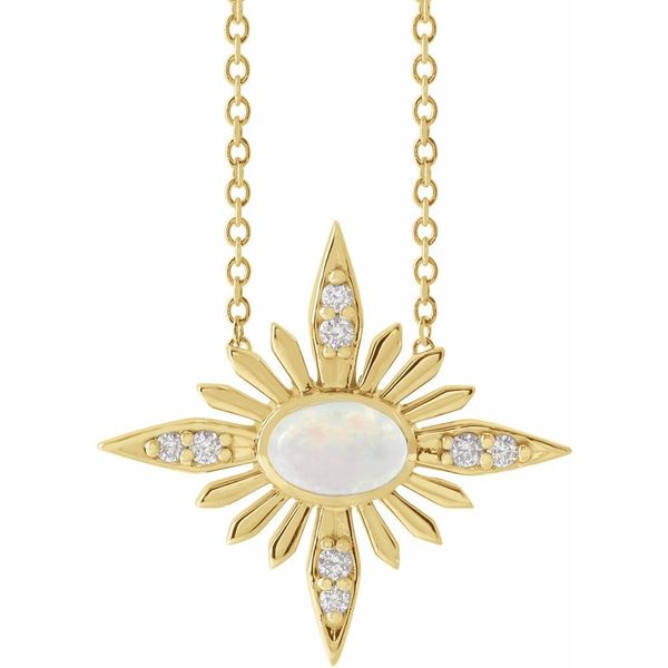 Ethiopian Opal & Diamond Necklace Blue Heron Jewelry Company Poulsbo, WA