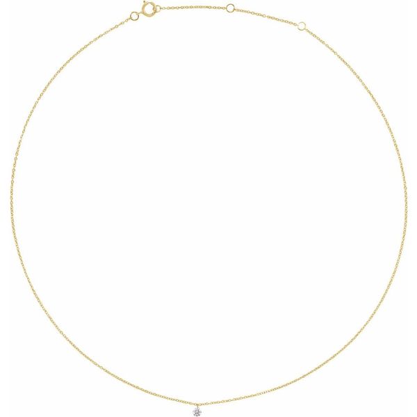 14k Yellow Gold Drilled Diamond Solitaire Necklace Image 2 Blue Heron Jewelry Company Poulsbo, WA