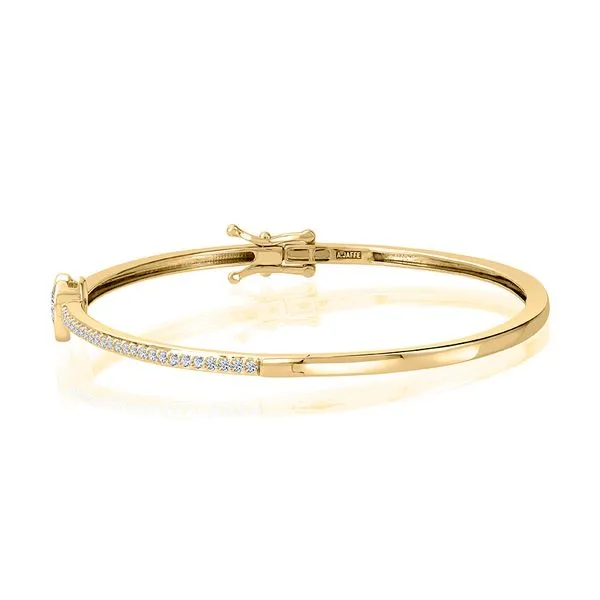 Yellow Gold Bangle w/ Bezel Set Pear Shape Diamond Image 2 Blue Heron Jewelry Company Poulsbo, WA