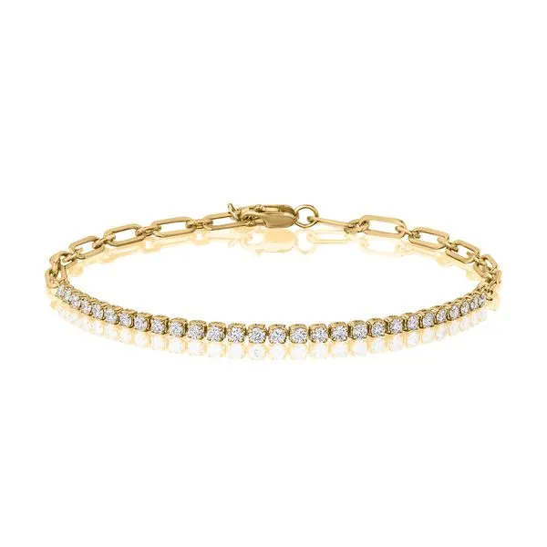 Diamond Line Bracelet w/ Paperclip Chain Blue Heron Jewelry Company Poulsbo, WA