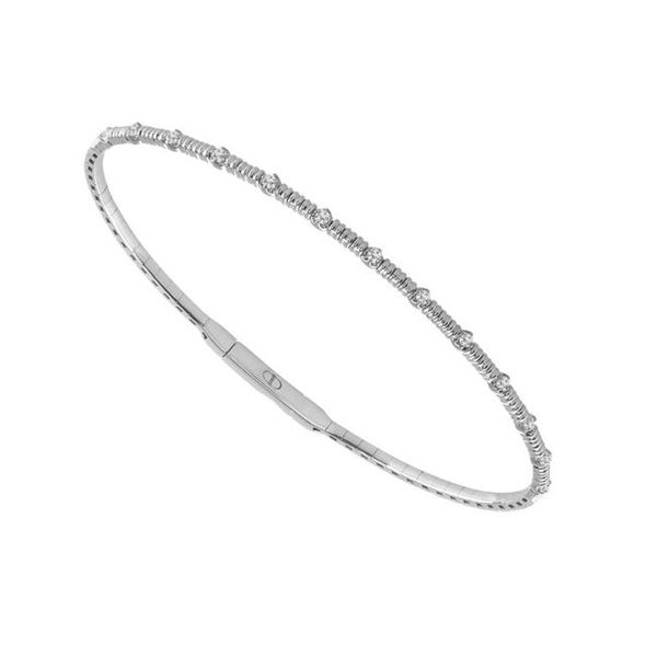 14k White Gold Flexible Diamond Station Bangle Blue Heron Jewelry Company Poulsbo, WA