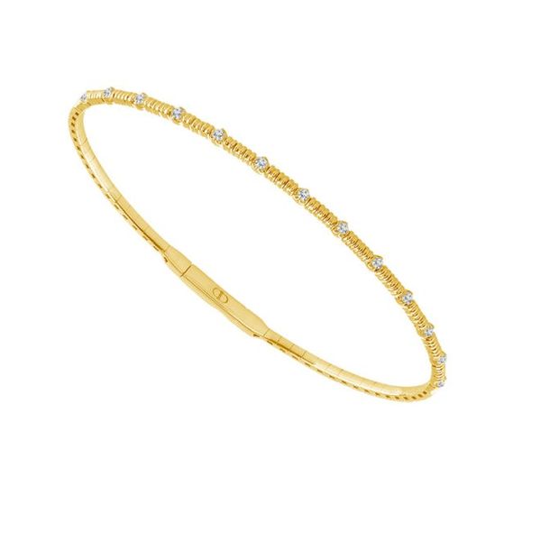 14k Yellow Gold Flexible Diamond Station Bangle Blue Heron Jewelry Company Poulsbo, WA
