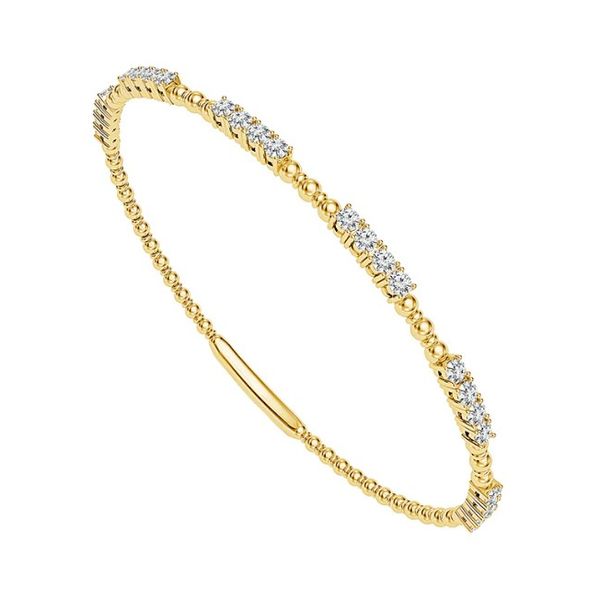 14k Yellow Gold Flexible Diamond Station Bangle Blue Heron Jewelry Company Poulsbo, WA