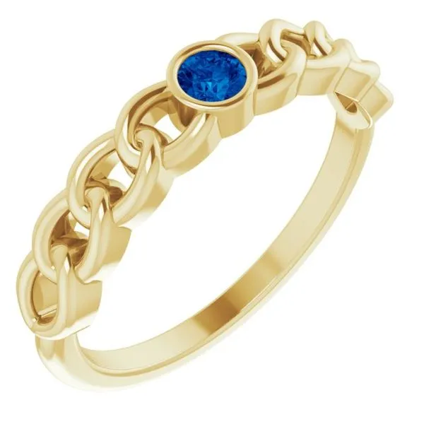 Round Sapphire Curb Chain Ring Blue Heron Jewelry Company Poulsbo, WA