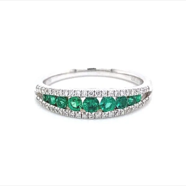 Emerald & Diamond Border Ring Blue Heron Jewelry Company Poulsbo, WA