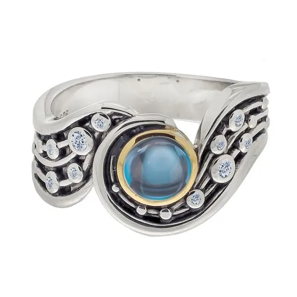 London Blue Topaz Celestial Swirl Ring Blue Heron Jewelry Company Poulsbo, WA