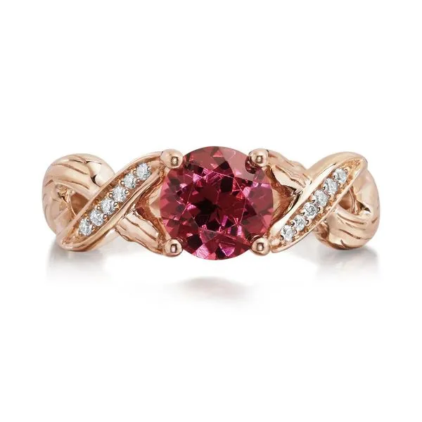 Round Rhodolite Garnet & Diamond Crossover Ring Blue Heron Jewelry Company Poulsbo, WA