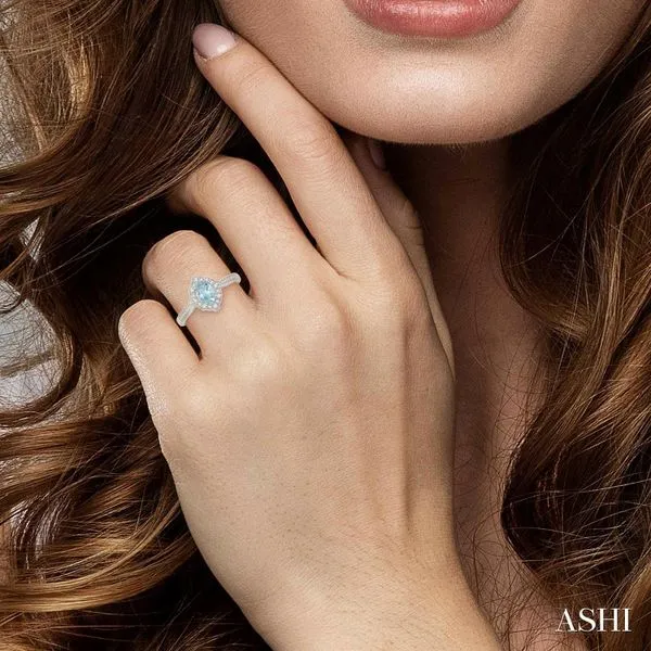 Oval Aquamarine & Diamond Antique-Style Ring Image 3 Blue Heron Jewelry Company Poulsbo, WA