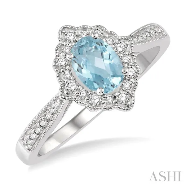 Oval Aquamarine & Diamond Antique-Style Ring Blue Heron Jewelry Company Poulsbo, WA