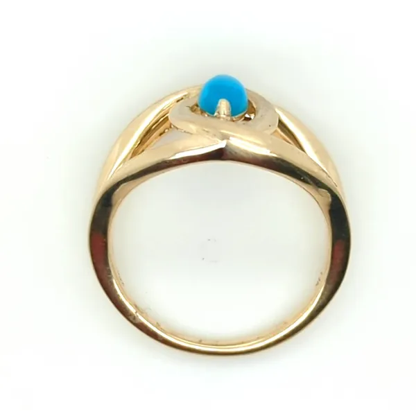 Turquoise Split Shank 14k Gold Ring Image 2 Blue Heron Jewelry Company Poulsbo, WA