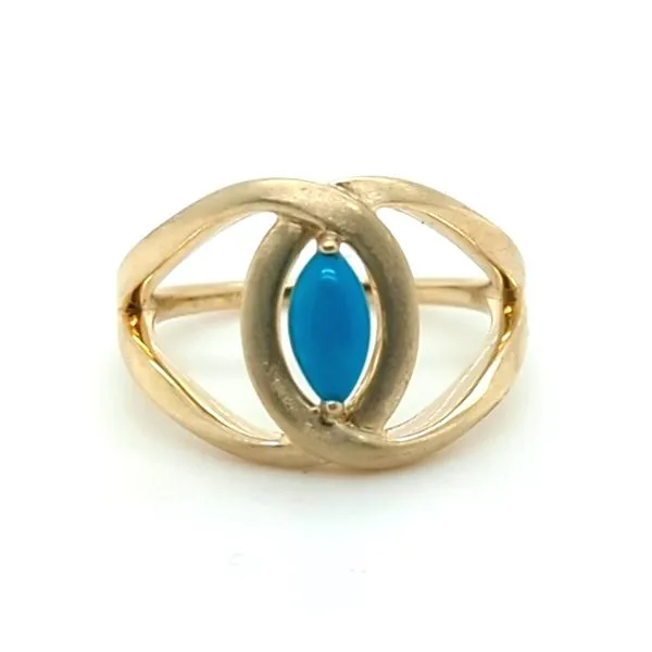 Turquoise Split Shank 14k Gold Ring Blue Heron Jewelry Company Poulsbo, WA