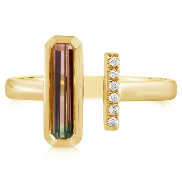 Watermelon Tourmaline & Diamond Open Cuff Ring Blue Heron Jewelry Company Poulsbo, WA