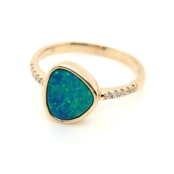 Bezel-Set Australian Opal & Diamond Ring Blue Heron Jewelry Company Poulsbo, WA