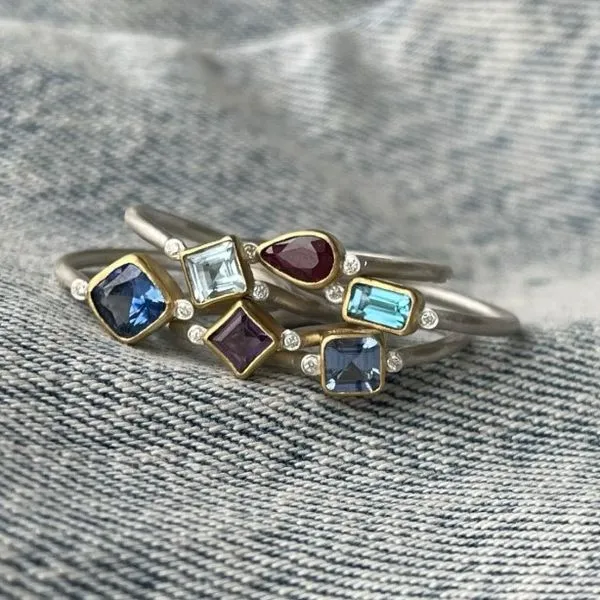 Blue Sapphire Stacking Ring Image 2 Blue Heron Jewelry Company Poulsbo, WA