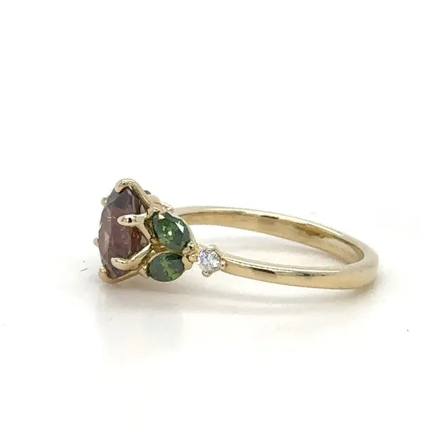Pink Montana Sapphire & Green Diamond Ring Image 3 Blue Heron Jewelry Company Poulsbo, WA