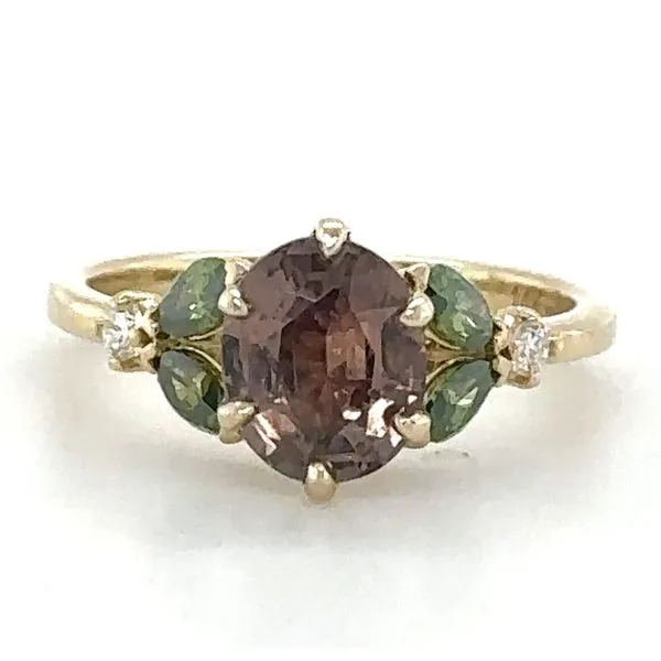Pink Montana Sapphire & Green Diamond Ring Blue Heron Jewelry Company Poulsbo, WA