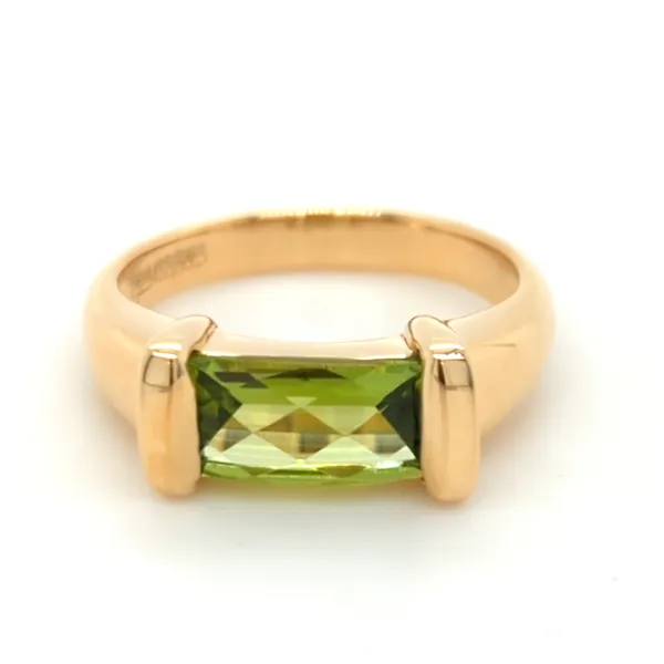 Checkerboard Baguette Peridot Ring Blue Heron Jewelry Company Poulsbo, WA