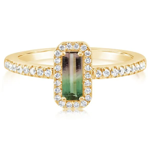 Watermelon Tourmaline & Diamond Halo Ring Blue Heron Jewelry Company Poulsbo, WA
