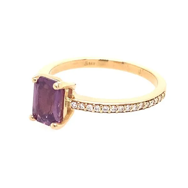 Radiant Purple Sapphire & Diamond Ring Image 2 Blue Heron Jewelry Company Poulsbo, WA
